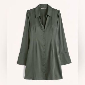 Abercrombie and Fitch Women's Long-Sleeve Satin Shirt Dress